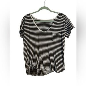 American Eagle Outfitters Black and White Striped Tee